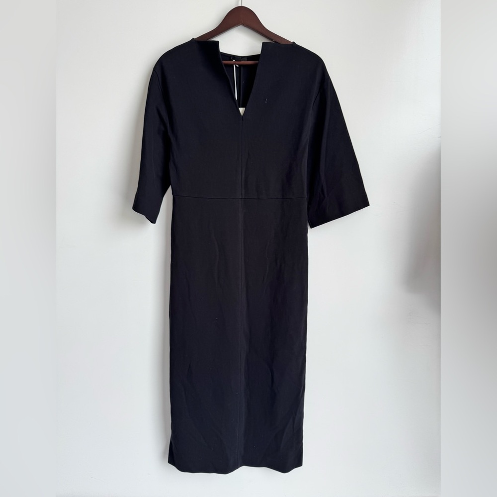 COS Midi Black V Neck Aline Pencil Dress‎ Women XS NEW Classic Minimalist